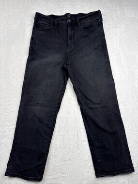 Well Worn Womens Black Straight-Leg Jeans Size 14/34 Viscose Blend